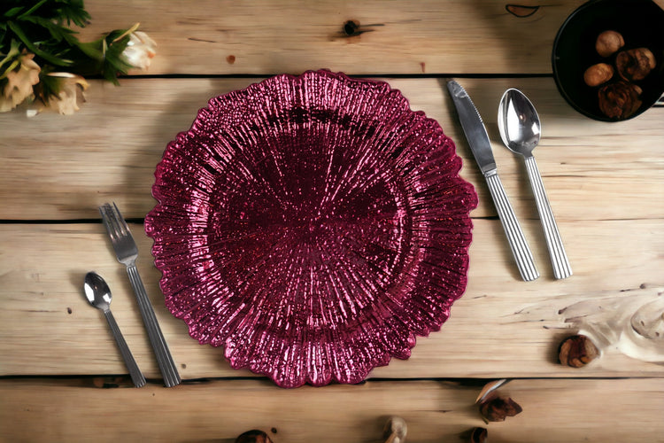 burgundy Plastic Charger plate