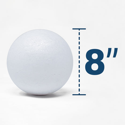 8 Inch Craft Foam Ball - White Smooth Craft Foam Polystyrene Balls for DIY Craft and Art School Project