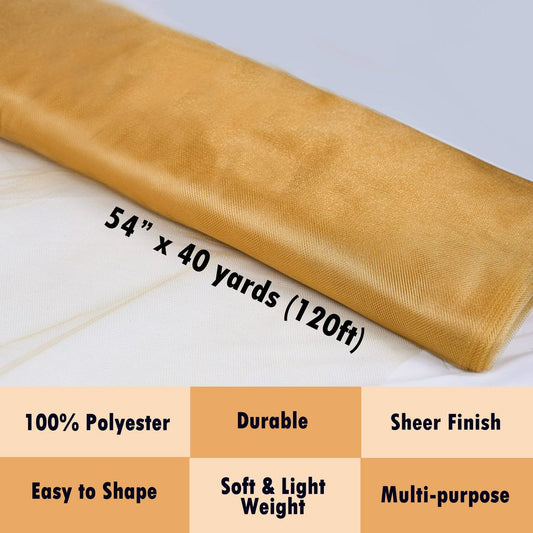 gold Fabric Tulle Bolt